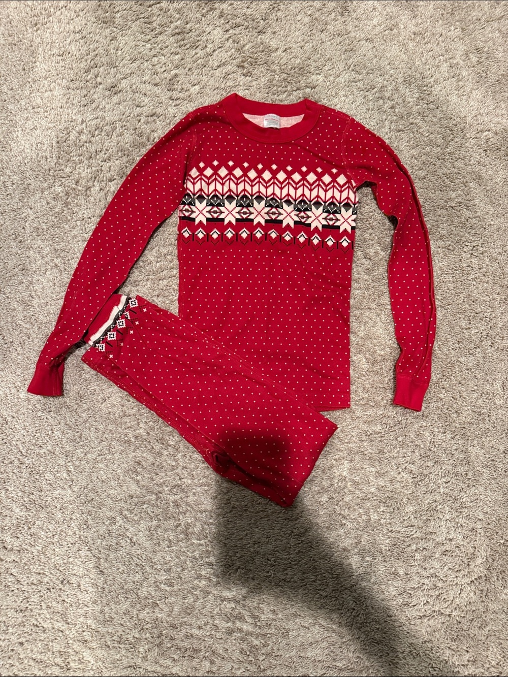 Hanna Andersson Red Fair Isle Long-Sleeve Kids Pajama Set